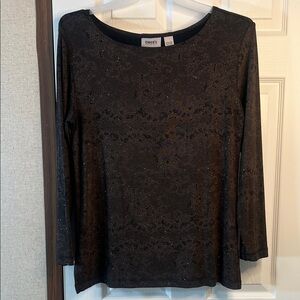 Chico's Black Long Sleeve Top with Subtle Patterns